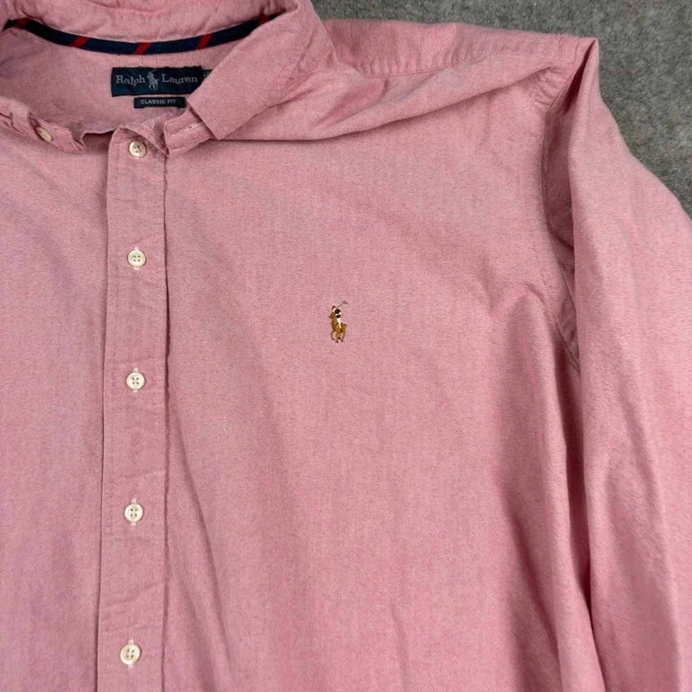 Ralph Lauren Button Down Mens 4XB Pink Classic Fit Long Sleeve Oxford Flesh Pony